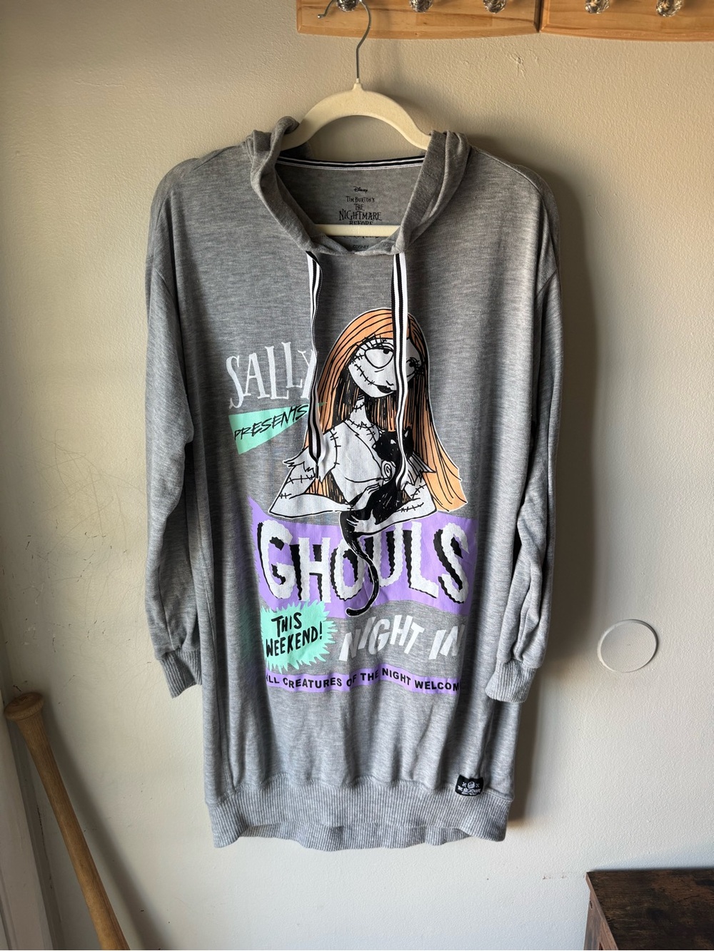 Disney Nightmare Before Christmas Sally Ghouls Night In Hooded Sleep Dress M